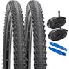 YunSCM 2Pcs Pieghevole 24 pollici pneumatici 24x2.0 ETRTO 53-507 e 2Pcs 24 pollici Camera d'aria AV32mm valvola Schrader, compatibile Bicicletta 24x1.95 24x2.0 Copertoni e Camera d'aria