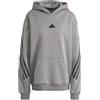 Adidas M Fi 3S Hd Grefou Felpa Capp Tech Grigia Logo Nero Uomo