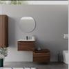 DEGHI Mobile bagno sospeso 60 cm rovere deciso con cassettone e lavabo integrato con specchio - Sleek