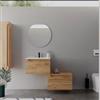 DEGHI Mobile bagno sospeso 60 cm rovere gold con cassettone e lavabo integrato con specchio - Sleek