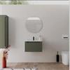 DEGHI Mobile bagno sospeso 60 cm verde cemento con lavabo integrato e specchio - Sleek