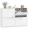 HOMCOM Scarpiera Ingresso Salvaspazio Slim con 4 Ante a Ribalte, Mobile Scarpiera Moderna per 24 Paia di Scarpe con Ripiani Regolabili, Portascarpe in Legno, 120x24x81cm, Bianco
