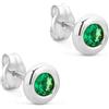 Orovi Orecchini Donna Oro Bianco 9KT Orecchini a Lobo con Smeraldi verde rotondi, gioiello anallergico confezionato in un elegante astuccio portagioie