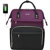 LOVEVOOK Zaino Donna Porta PC Antifurto Impermeabile, Zaino per Laptop 17 Pollici con Tasche Organizzate, Borsa da Viaggio Lavoro Ufficio Università Business, Viola scuro e Nero
