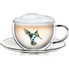 Creano Tazza Termica Hummi, per Tè/Latte Macchiato, a Doppia Parete, con Motivo Colibrì | 250ml in Confezione Regalo Esclusiva, Blu