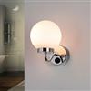 Licht-Erlebnisse Lampada da Parete TOGO per Bagno in Vetro e Metallo Cromato Con Interruttore IP44 - A: 19 cm E14 Max 40 Watt - Classica a Sfera