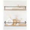 Kazai. Set di Mensole da Muro -STENN- | Mensola da Parete in Metallo e Impiallacciatura in Vero Legno | Scaffale per Bagno, Soggiorno, Cucina e Camera da Letto | Betulla