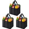 VENO Bag Borsa della Spesa Riutilizzabile, Confezione da 3, Borsa per Carrello della Spesa, Scatola di immagazzinaggio, Fondo Rigido, Pieghevole, Borsa Multiuso, Organizer per Baule (Nero - Set da 3)