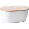 Omada Design Cassetta Portapane, Porta Pane con coperchio/tagliere (34x17x19 cm), Lavabile in Lavastoviglie, Made in Italy, linea Woody, Bianco