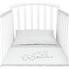 baby idea Babysanity Piumino Lettino Neonato Ricamato Completo Federa e Copripiumino e Lenzuolino con Angoli Sfoderabile Senza Paracolpi Lettino - Made in Italy- (Love Grigio)