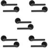 Infinity Decor 5 set di maniglie dritte a T per porta su rosetta a molla con chiusura a leva, colore nero opaco, ideali per uso residenziale e ufficio