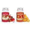 YANKEE CANDLE Candela Profumata In Giara Grande, Durata Fino A 150 Ore, Rosso, ‎10.7 x 10.7 x 16.8 cm, 623 grammi & Candela Profumata In Giara Grande, Durata Fino A 150 Ore, Arancia Piccante
