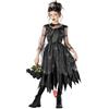 Morph Costume Strega Nera Bambina, Costume Halloween Bambina | Abito Midi in Raso con Tulle Glitter & Maniche a Sbuffo, Stile Strega, Perfetto per Halloween, Ideale per il Gioco di Ruolo