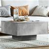 puraday Tavolino da salotto, 60 x 60 x 31,5 cm, in legno, pratico, multifunzione, per camera da letto, caffè, quadrato, robusto, resistente, grigio cemento, legno
