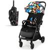 kk Kinderkraft Kinderkraft APINO Passeggino Leggero fino 22 kg, Solo 7,5 Kg, Passeggino Da Viaggio, Pieghevole automatico, Schienale Regolabile In Posizione Sdraiata, Copertura Antipioggia, Happy Shapes