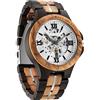 FORSINING Orologio da polso da uomo, alla moda, classico, in legno, automatico, meccanico, luminoso, impermeabile, nero/bianco, Bracciale