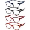 NEW VISION 4 Pack Occhiali Da Lettura Con Calamita, CE, UV400, Stile Classico per Uomo Donna, NV3282 (4 Colori, 2.5, Diottria)