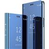 MRSTER Samsung Galaxy S21 Ultra Cover, Mirror Clear View Standing Cover Full Body Protettiva Specchio Flip Custodia per Samsung Galaxy S21 Ultra. Flip Mirror: Blue