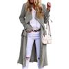Yancremio Trench Elegante da Donna Trench Classico Moda Casual in Vita Giacca Lunga Leggera da Lavoro per la Primavera e l'autunno (Grigio,XXL)