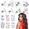 JSTHHTT 8 Fogli Strass Viso Gemme Adesivi e 6 Fogli di Tatuaggi Temporanei con Farfalle, Brillantini Adesivi di Gemme per Viso, per Carnevale Musicale, Feste, Trucco