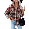 Rayson Camicia Donna a Quadri Invernale con Risvolto Elegante Casual Cappotto Corto Donna Tartan Coat Cappotti Scozzese Colorati(Cachi, M)