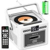 Gracioso Boombox - Lettore CD portatile, lettore CD con lettore a cassetta, radio FM con lettore CD, batteria ricaricabile da 5000 mAh, telecomando, riproduzione di schede USB/AUX/MP3/TF