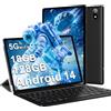 DMOAO Tablet 10 Pollici Android 14 con 18 GB RAM + 128 GB ROM(TF 1TB), FHD Tablet con 5G Wi-Fi 6, Widevine L1, Octa-Core, USB-C, BT 5.0, 6000 mAh, Tastiera + Mouse + Custodia, Nero