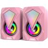 NJSJ 2.0 Casse per PC, Set di Altoparlanti 2.0 USB Stereo, Jack AUX 3.5 mm, Mini Altoparlanti PC Gaming con luci RGB colorate, per Desktop, Computer portatile, Smartphone, MAC, Monitor(Rosa)