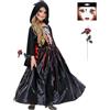 HUIKUANGEU Costume Halloween,Halloween Costume,Costume Halloween Bambina,Travestimento Gotico,Vampiro Ragazza Bambino,Carnevale Festa a Tema Vampiro,per Bambina e Ragazza Halloween Dress Up Party