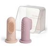 Moonkie Spazzolino Per Neonati, 2 Pezzi Ditale In Silicone Senza BPA, Pulizia Delicata Dei Denti E Massaggio Gengive, Accessorio Per Igiene Orale Da 3+ Mesi (Blush/Viola Pallido)