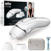 Braun Silk-expert Pro 3 Epilatore LUCE PULSATA, Alternativa al laser, Ideale per Zone Sensibili, Viso, Bikini e Ascelle, 3 Testine, Rasoio, Custodia Viaggio, Idea Regalo, PL3221 Bianco e Argento