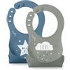 Nuvita Bavaglini in Silicone 2pezzi - Powder Blue e Sage Green