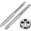 QUARKZMAN Set di 3pz Maschi e Filiera Metrici a Mano, M6 x 0.5 Maschi con Filettatura Conica/Tappo e Filiere Rotondo, Kit di Attrezzi Filettatura a Mano per Riparazione Filetti