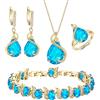 EVER FAITH Goccia Zirconia cubica Set di gioielli per la sposa damigella d'onore, Glamour Collana Orecchini Bracciale Tennis Aperto Set di anelli per le donne Partito