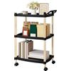 WOLTU Carrello da Cucina con Ruote a 3 Ripaini, Carrello Portaoggetti Sottile Scorrevole con Maniglia e Freni, Carrellino Salvaspazio per Bagno Soggiorno Studio, Plastica PP + Legno Massello, Nero