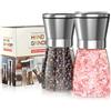 JANREAY Macinapepe 180 ml, 2 pezzi in acciaio inox, macinasale e macinapepe per sale grosso con meccanismo in ceramica regolabile, corpo trasparente per spezie, pepe, sale grezzo