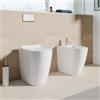 DEGHI Coppia sanitari filomuro H 50 cm in ceramica bianco lucido con sedile copriwc - Volga Sky