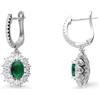 ORO&CO 925 Orecchini pendenti contornati in argento con pietra verde e zirconi