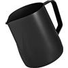 Dianoo Brocca schiumalatte a vapore, brocca per schiumare il latte espresso, in acciaio inox, brocca da caffè, tazza per latte art 600 ml, nero