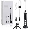 vesaneae Frullino Montalatte Ricaricabile, Montalatte Elettrico USB, Schiumatore Latte Elettrico, 3 Velocità Regolabili con 3 Frullino in Acciaio Inox, Per Cappuccino, Latte, Panna, Uova - Nero