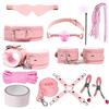Kutocesy Kit Bondage 11 pezzi Restrizioni Giocattoli sessuali per coppie con manette Frusta Morsetti per capezzoli Gag Plug Restrizioni letto estreme Set di giocattoli sessuali per coppie (Pink)