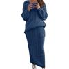 Generisch Abito lungo a maniche lunghe | vestito invernale da donna lungo | gonna da donna lunghezza al ginocchio autunno set felpa + gonna a maglia abito termico midi caldo ispessito con tasche a maniche
