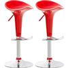 CLP Set 2 Sgabelli Design Saddle in Plastica I Coppia Sgabelli Cucina con Poggiapiedi I Sedie Regolabili Alt 60-81 CM, Colore:Rosso