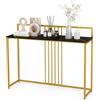 LIFEZEAL Tavolo Console Oro, Tavolo Consolle in Legno, Tavolo Sottile da Ingresso, Effetto di Marmo, Gambe in Metallo, Barra Anticaduta, per Soggiorno, Corridoio, Peso Max 20 kg, 120x32x88 cm (nero)