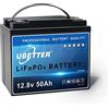 UBETTER 12V 50Ah LiFePO4 Batteria al litio 50Ah 640Wh Ricaricabile con BMS oltre 4000+ volte a ciclo profondo per camper, caravan, barche, allarme di backup UPS
