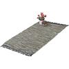 Relaxdays Tappeto in Cotone e Pelle con Frange, 70 x 140 cm, Salotto e Camere da Letto, Runner Antiscivolo, Verde Kaki