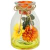 Flair Flower Portacandele in vetro con candela da tè autunnale decorato con funghi, scoiattolo, foglie autunnali, 16 cm, decorazione floreale artificiale, portacandela da tavolo, candela, lampada antivento,