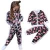 Geagodelia Completo da Bambina Sportivo Casual Top Felpa a Maniche Lunghe + Pantaloni Stampato Floreale Tuta Ragazza Set Pantaloni (Nero, 2-3 Anni)