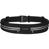 MoKo Marsupio Sportivo, Cintura da Corsa per Uomo e Donna, Marsupio Running Impermeabile con Fasce Riflettenti in Tela Regolabile con Doppia Tasca per iPhone 11/11 Pro/11 PRO Max/XS/XR, Nero