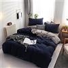 Gezu - Set copripiumino 220 x 240 cm, reversibile, in microfibra, con 2 federe 65 x 65 cm, con chiusura lampo, colore: Blu marino e Grigio